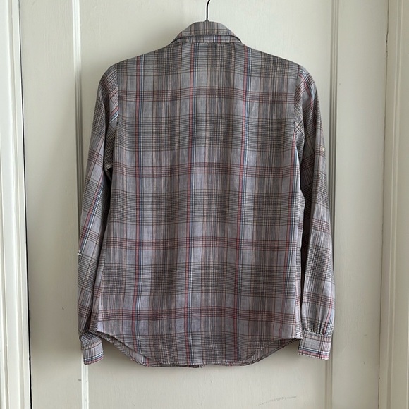 Vintage 70s 80s GAP Pastel Plaid Lightweight Button Down Blouse Top Shirt - Picture 9 of 13